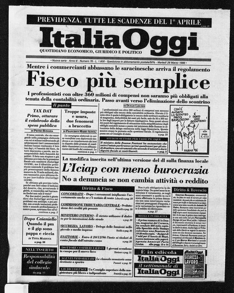 Italia oggi : quotidiano di economia finanza e politica